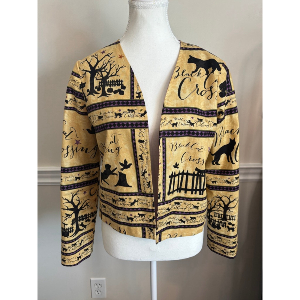 Women's Black Cat Halloween Jacket Medium